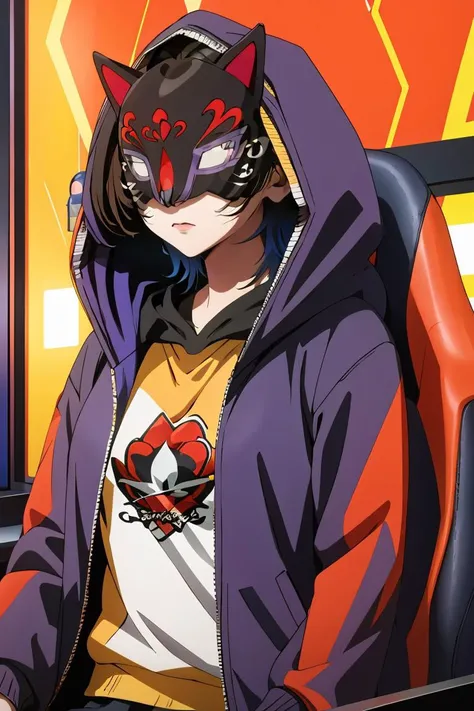 (masterpiece, best quality), 1girl, <lora:SaegusaYuu:1> saegusayuu, hoodie, mask, hooded jacket,