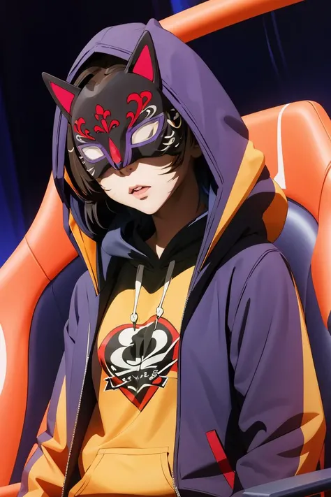 (masterpiece, best quality), 1girl, <lora:SaegusaYuu:1> saegusayuu, hoodie, mask, hooded jacket,