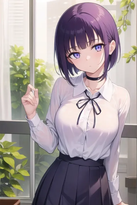 miyabisenpai, <lyco:miyabisenpai-lyco-nochekaiser:1>,
miyabi senpai, short hair, bangs, purple hair, (purple eyes:1.1),
BREAK skirt, shirt, long sleeves, ribbon, school uniform, pleated skirt, choker, collared shirt, neck ribbon, black choker,
BREAK indoors, classroom,
BREAK looking at viewer, (cowboy shot:1.5),
BREAK <lyco:GoodHands-beta2:1>, (masterpiece:1.2), best quality, high resolution, unity 8k wallpaper, (illustration:0.8), (beautiful detailed eyes:1.6), extremely detailed face, perfect lighting, extremely detailed CG, (perfect hands, perfect anatomy),