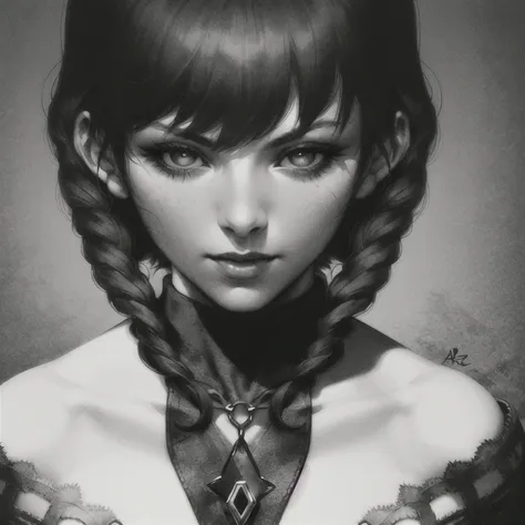 artgerm, monocrome, 1girl, masterpiece, detailed, <lora:artgerm_v1:0.6>