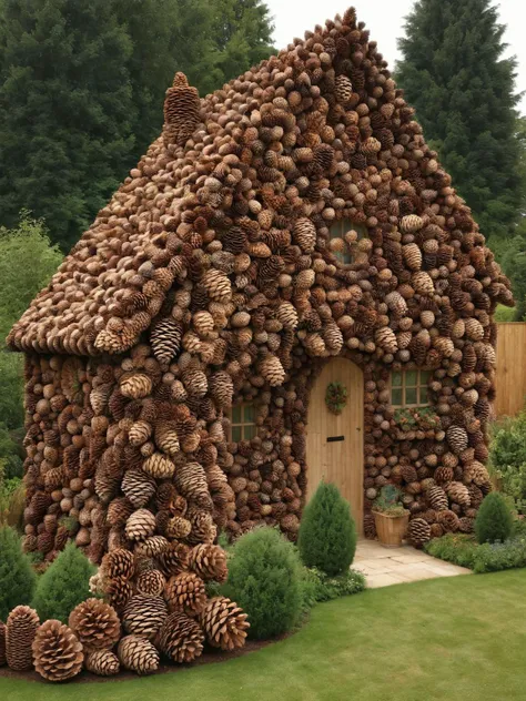 A UK house covered in ral-pinecone <lora:ral-pinecone-sdxl:1>, masterpiece, best quality,