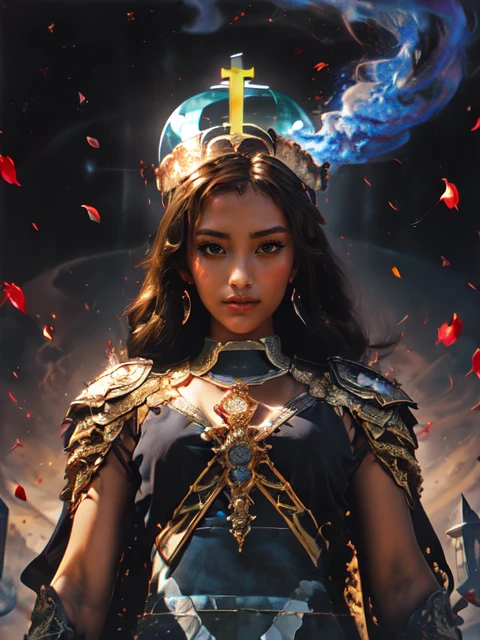 <lyco:GoodHands-beta2:0.51>, suz1-001 is a petite young asian woman with long hair <lora:neg4all_bdsqlsz_V3.5:0.658> <lora:r1ge - AnimeRage:0.48> r1ge <lora:actionshot:0.51> <lora:AdvancedEnhancer:1.3> dramatic lighting <lora:80s_anime_iron:0.8> 80s, movie, poster, fantasy, BREAK Style-GravityMagic, focus on character, portrait, looking up, solo, half shot, detailed background, detailed face, (crystalline theme:1.1) holy messiah, warm smile, religious armor, headdress, kneeling, praying, symmetrical composition, cathedral, incense, (candelabra:0.8), stained glass, embroidery, urn, chalice, petals, ethereal atmosphere, medieval high fantasy style, silver, holy fire, updraft,