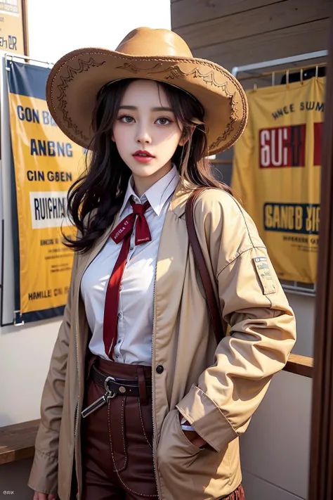 western cowboy style,photography,best quality, realistic, photorealistic, intricate details, (delicate detailed), (intricate details), cinematic light, best quality Backlights, clear line, 8k,ultra high res, <lora:style_niuzai768:1>, ulzzang-6500-v1.1