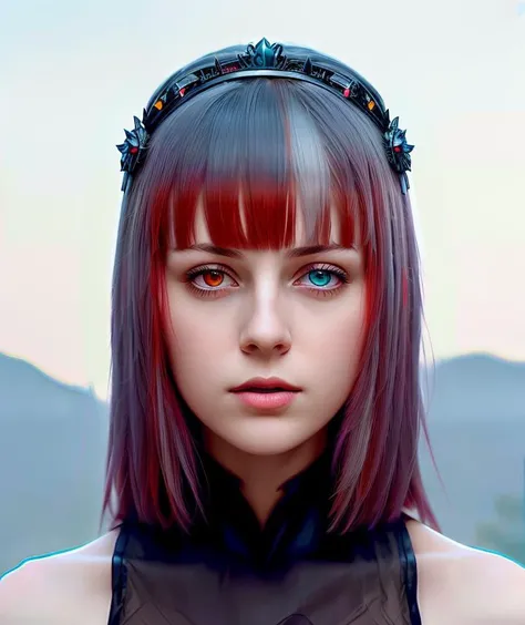 girl empress, fantasy tiara on head, fantasy gothic palace, in sci-fi clothes, head and shoulders portrait, subtle muted natural color, masterpiece, (photo realistic natural RAW lighting, photo realistic high detailed RAW color, 8k, hdr, dslr, RAW photo, best quality:1.2)