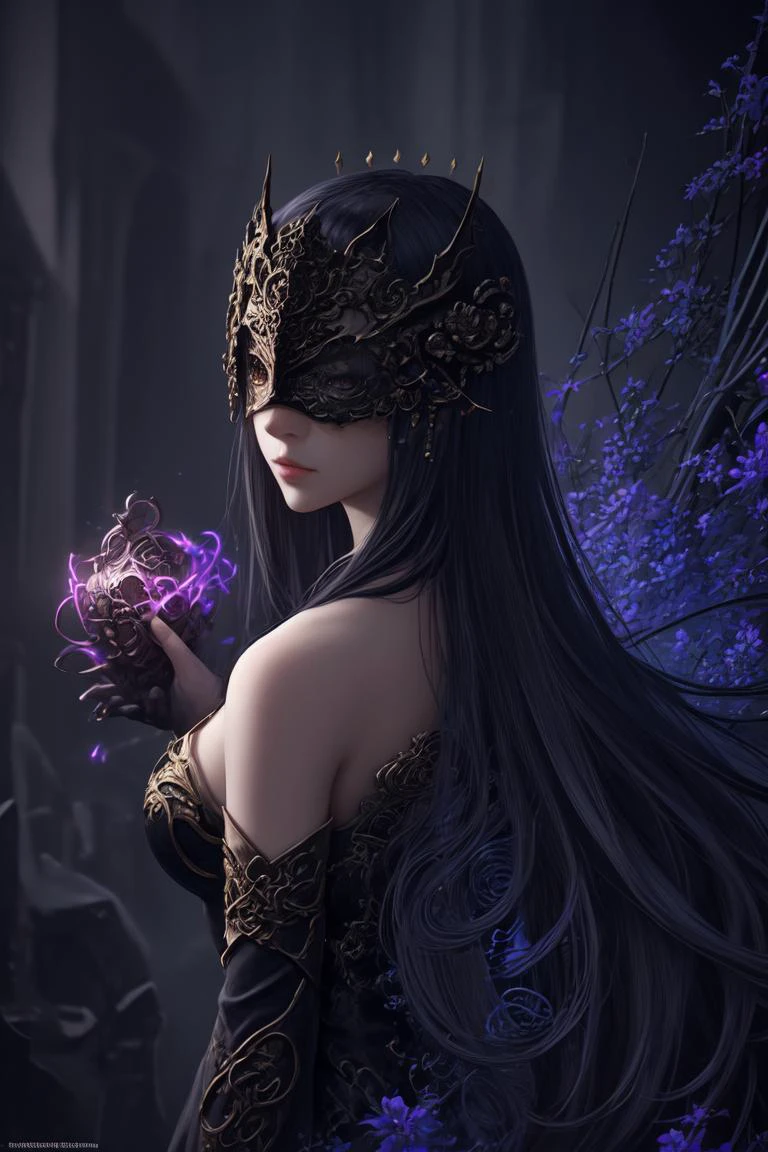 breathtaking 1girl, wide shot, trending on artstation, pixiv, digital art, anime masterpiece, dynamic lighting, beautiful aesthetic, 4k, award winning, hd, detailed backgound, <lora:Mild detail adjusterV10:0.2> <lora:SilvermoonMix06V71:0.6> <lora:BlindMask_v1:0.5> mask, blind mask, crown mask,, <lora:lcm-lora-sdv1-5:0.7>, masterpiece, award-winning, professional, highly detailed