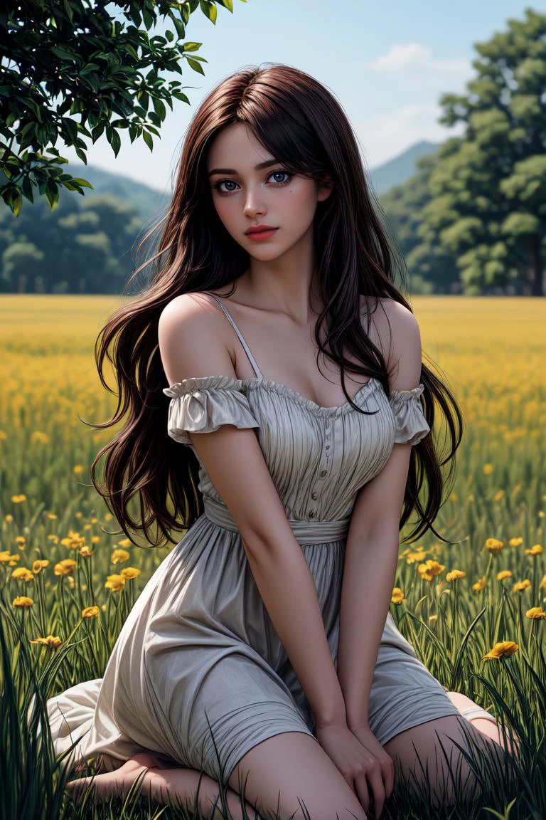 breathtaking 1girl in a dress picking flowers in a field, brunette, smiling, skin texture, skin blemishes, barefoot, highly detailed, digital painting, artstation, concept art, smooth, sharp focus, illustration, unreal engine 5, 8 k, art by artgerm and greg rutkowski and edgar maxence and alphonse mucha, <lora:hyperdetailer_v095:0.6> <lora:Mild detail adjusterV10:0.5> <lora:epi_noiseoffset2:0.4>, masterpiece, award-winning, professional, highly detailed, <lora:lcm-lora-sdv1-5:0.7>