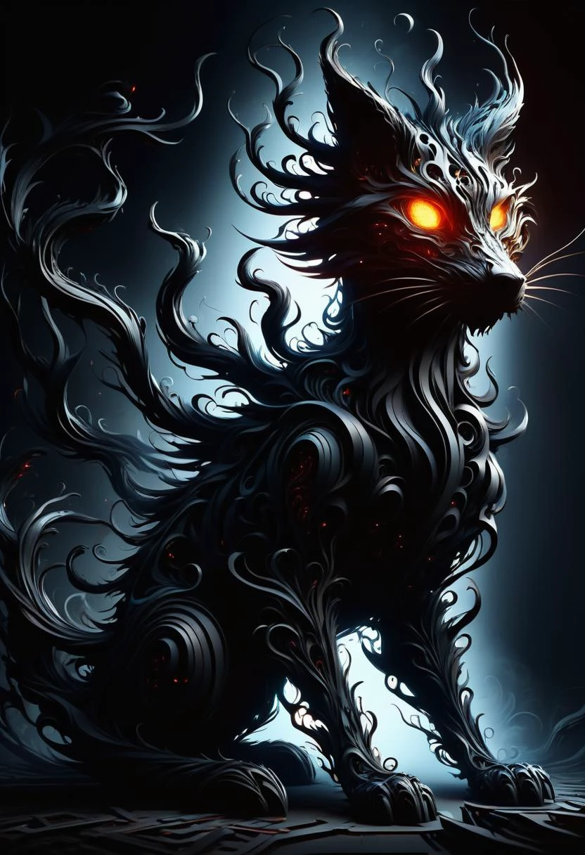 hyper detailed masterpiece, dynamic, awesome quality, DonMN1gh7D3m0nXL chemical kinetics,language acquisition,mathematical innovations,animal
, made of shadow <lora:DonMN1gh7D3m0nXL-v1.1-000008:1>