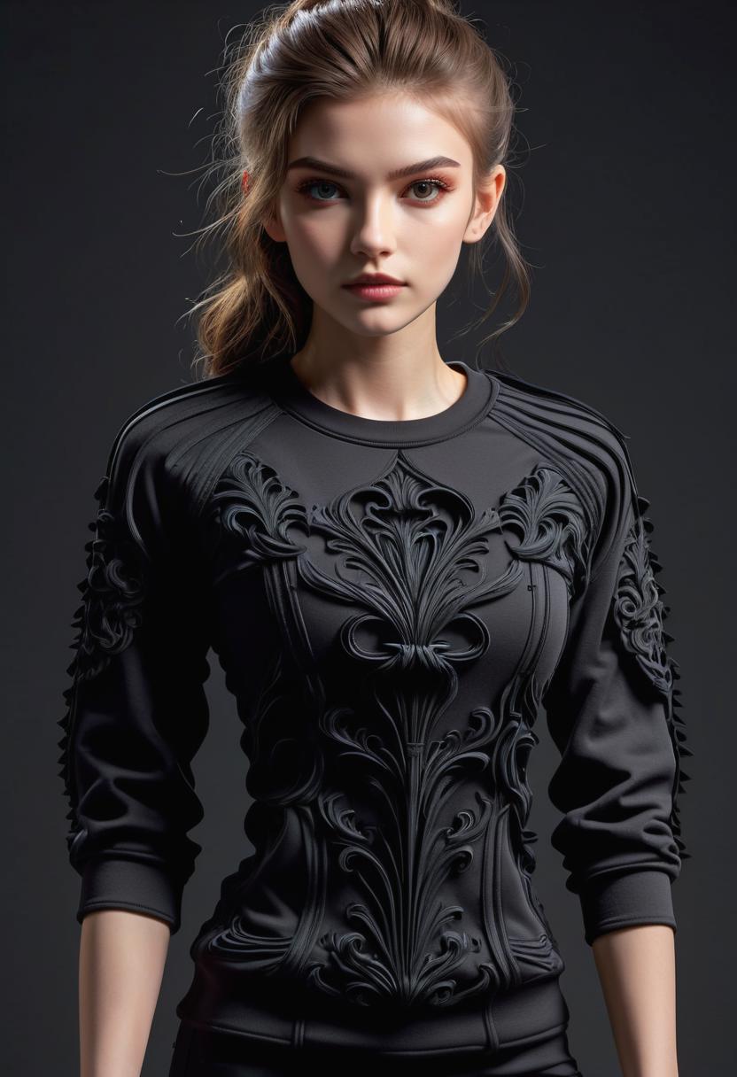 A woman in black top and black pants posing for a picture - SeaArt AI
