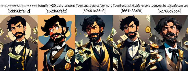 1boy, beard, black bowtie, black hair, bowtie, brown eyes, buttons, facial hair, formal, jacket, male focus, mustache, open mouth, solo, white teeth, upper body, vest, holding money, money swirling, cash stacked, gold coins in background, masterpiece, best quality,