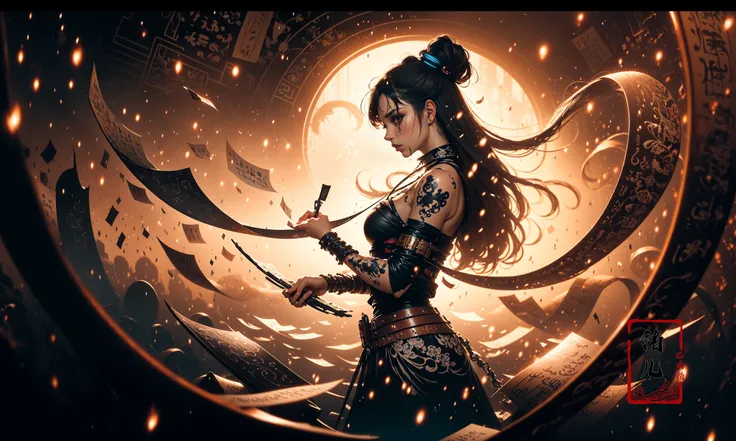 (dramatic, gritty, intense:1.4),masterpiece, best quality, 8k, insane details, intricate details, hyperdetailed, hyper quality, high detail, ultra detailed, Masterpiece,
(calligraphy:1.4)(ether colorful ink flowing:1.3),1girl,  A shot with tension
<lora:~Q?-Nflcalligraphy:0.8>
