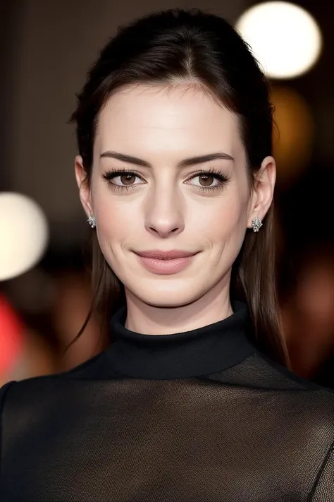 photo of (4nn3h4th4w4y:0.99), a woman (wearing a turtleneck jumper), on a premiere movie event, standing on the red carpet, (focus on face:1.2), (masterpiece:1.2), (photorealistic:1.2), (bokeh), (best quality), (detailed skin:1.2), (intricate details), (8k), (HDR), (cinematic lighting), (sharp focus), (close-up:1.2)