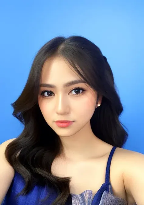 (a portrait of a woman:1.2), professional photo, studio shot, fashion, (simple background:1.3), detailed, perfect eyes, perfect face, dynamic hairstyle <lora:jkt48kathrina:1>