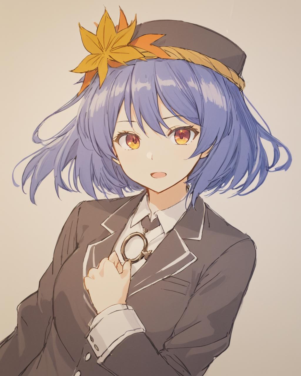 Anime girl with blue hair and a hat holding a camera - SeaArt AI