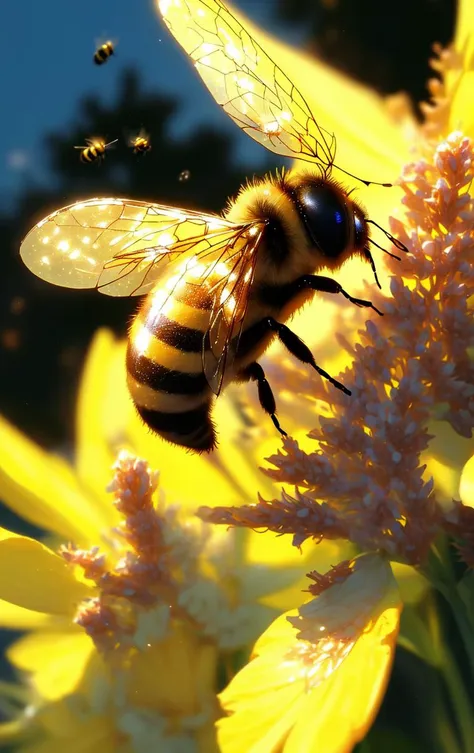 A Extreme Wide Shot of a (((bee venom))), at night