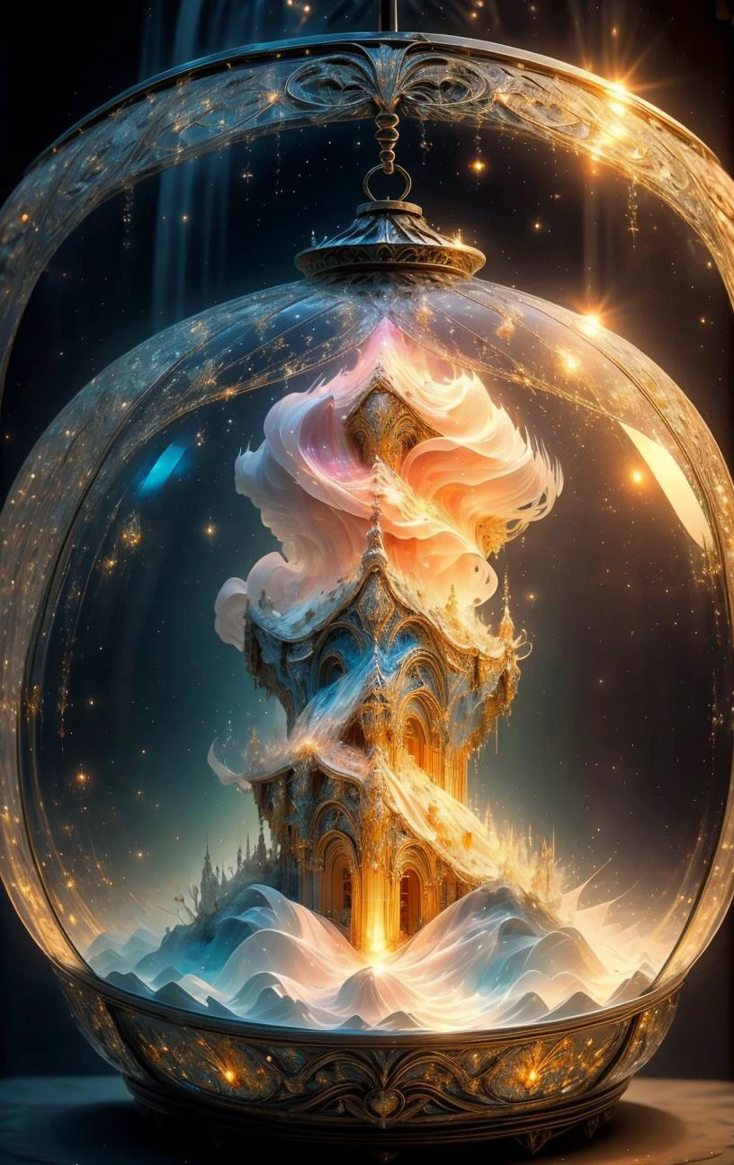 cubed, in container, waterfalls, boulevard,transom window,underwater volcano,chandelier <lora:Bubble_Sora:0.6>
