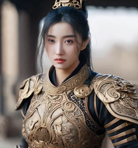 <lora:Qigeä¸å½ç²è(Chinese_armor)SDXL_v1.0:0.6>,a 25 year old chinese girl,realistic,Qxjia,solo,Background of ancient Chinese cities,detailed_eyes,shoulder_armor, full body,(Black Eyes),looking at viewer,(masterpiece:1.2), (best quality:1.2), perfect eyes, perfect face, perfect lighting, (8K),(perfect anatomy),(highres),