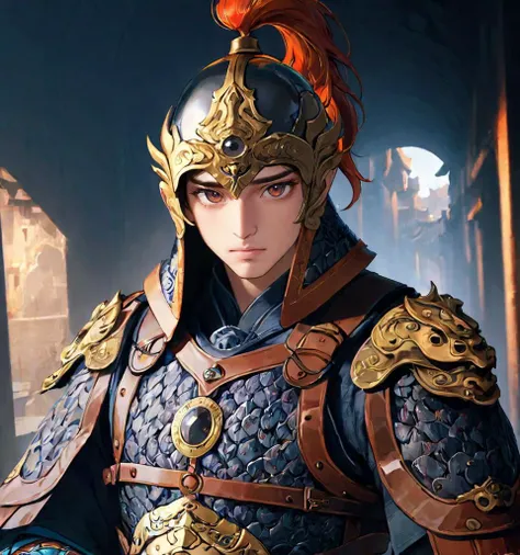 <lora:Qigeä¸­å½ç²è(Chinese_armor)SDXL_v1.0:0.9>,a 25 year old chinese man,,realistic,Chinese_armor,solo,Background of ancient Chinese cities,detailed_eyes,shoulder_armor,Helmet,(Black Eyes),looking at viewer,(masterpiece:1.2), (best quality:1.2), perfect eyes, perfect face, perfect lighting, (8K),(perfect anatomy),(highres),