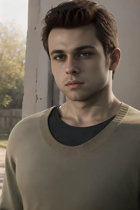 ((best quality)), ((masterpiece)), (detailed), solo, photo of jacob_custos, <lora:jacob_custos-10:0.75>, realistic, sweater, shirt, jeans, outdoors, brown eyes