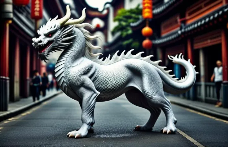 ((white Qilin), the background is a decorated Chinese street full of pedestrians) <lora:Qilin:1.05> <lora:difConsistency_detail:0.25> <lora:more_details:0.45> <lora:speedy1p5:1.15>
