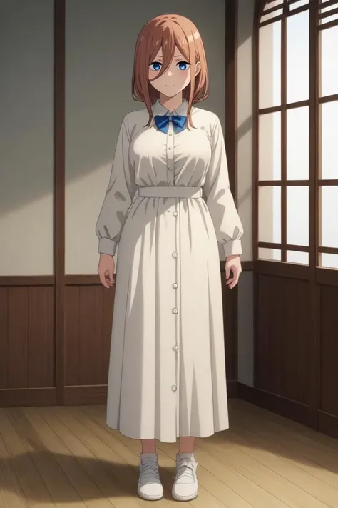 score_9, score_8_up, score_7_up, source_anime, rating_safe, intricate details, anime screencap, anime coloring, official style, , , 1girl, nakano miku, go-toubun no hanayome, blue eyes, brown hair, solo, full body, great wall of china, indoors, light, standing, :D, <lora:chainsaw_man_style_pony:0.74>, chainsaw_man_style, , <lora:sdxl_lightning_8step_lora:1>