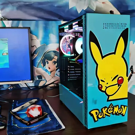 <lora:box-HXZ:0.8>no humans, Computer Case,pikachu, pokemon \(creature\), girls wallpaper