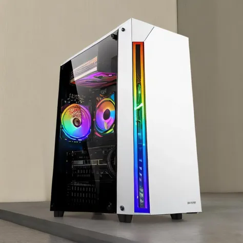 <lora:box-HXZ:0.8>no humans, Computer Case,white appearance,color fan