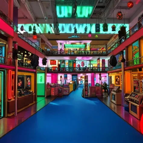 Inside a 80s era mall
