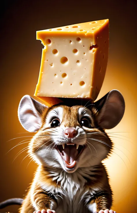 cinematic film still Mighty Mouse,cinematic reenactment,holding a large wedge of cheddar cheese above his head,flexing,smiling,fur,furry mouse, photographed using Kodak Motion Picture Film,32K,film grain . shallow depth of field, vignette, highly detailed, high budget, bokeh, cinemascope, moody, epic, gorgeous, film grain, grainy