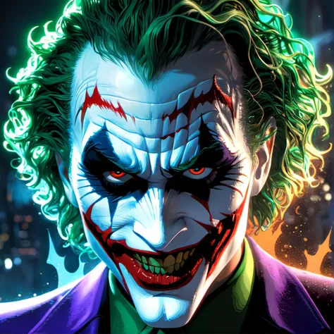 concept art the joker from batman the dark knight illustrated and reinterpreted by clive barker,face portrait,amazing character,intricately detailed,thorough,imaginative,, glow effects, godrays, Hand drawn, render, 8k, octane render, cinema 4d, blender, dark, atmospheric 8k ultra detailed, cinematic, Sharp focus, big depth of field, Masterpiece, 3d octane render, 8k, concept art, trending on artstation, hyperrealistic, extremely detailed CG unity 8k wallpaper, trending on CGSociety, Intricate, High Detail, dramatic . digital artwork, illustrative, painterly, matte painting, highly detailed