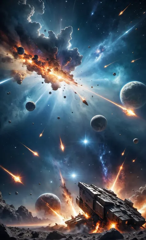 cinematic film still nebulae scattered in space,shooting stars,meteors,otherworldly,awe inspiring,<lora:add-detail-xl:1.5>, Ultra-HD-details, Hyperrealistic art cinematic film still photography in the style of detailed hyperrealism photoshoot . shallow depth of field, vignette, highly detailed, high budget, bokeh, cinemascope, moody, epic, gorgeous, film grain, grainy