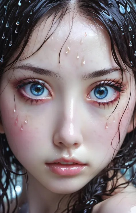 Dreamscape Midshot of wet pretty japan girls beautiful,(pale:1.3) white skin,(photorealistic),beautiful eyes,without makeup,best quality,realistic,real photo,intricate details,depth of field, . Surreal, ethereal, dreamy, mysterious, fantasy, highly detailed