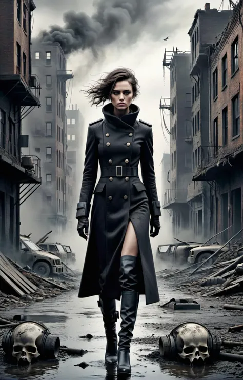 Dystopian style impress me by creating an award-winning photograph exploring an original and unconventional theme that captivates and amazes the viewer. Push boundaries of traditional concepts,infusing the image with creativity and wonder,leaving a lasting impression on those who behold it,32K,absurdres,intricately detailed, . Bleak, post-apocalyptic, somber, dramatic, highly detailed