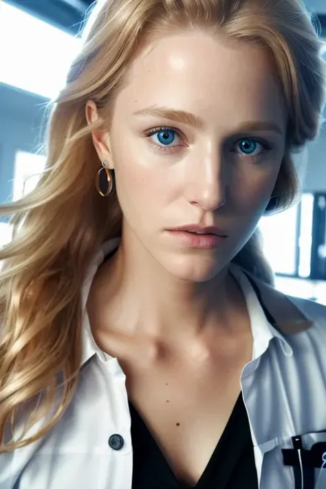 woman in a chem lab, <lora:skyl3rwh1t3:1>, upper body, standing in a chemistry lab, RAW, 8K, UHD, cinematic lighting, highly detailed face, close up, long blonde hair
