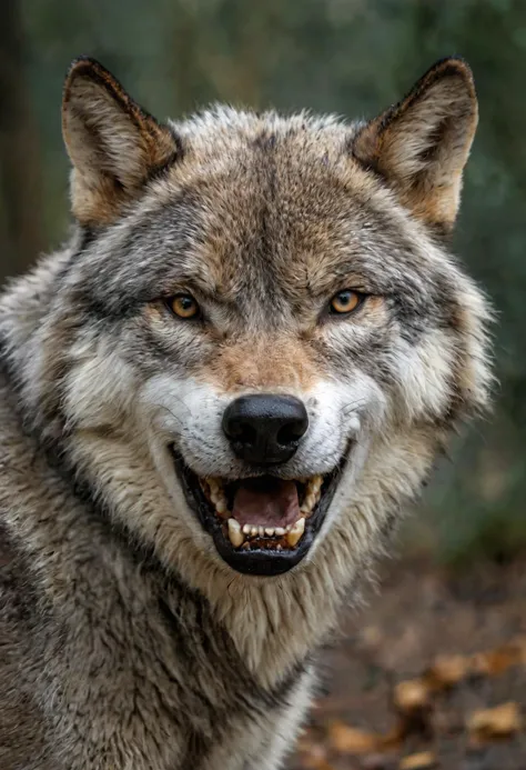 real photo of a gray wolf,gaze on viewer,bare teeth,(mouth closed:1.3),fang,deterrent,breathtaking,fierce,ultra-detailed eyes,intricate details,detailed texture,light source contrast,(dramatic shadows,Cinematic Light:1.2),Depth of field,film grain,noise,dark background,<lora:MJ52:0.4>,<lora:nurlens_SDXL_V0.1:0.6>,NurLens,photography,