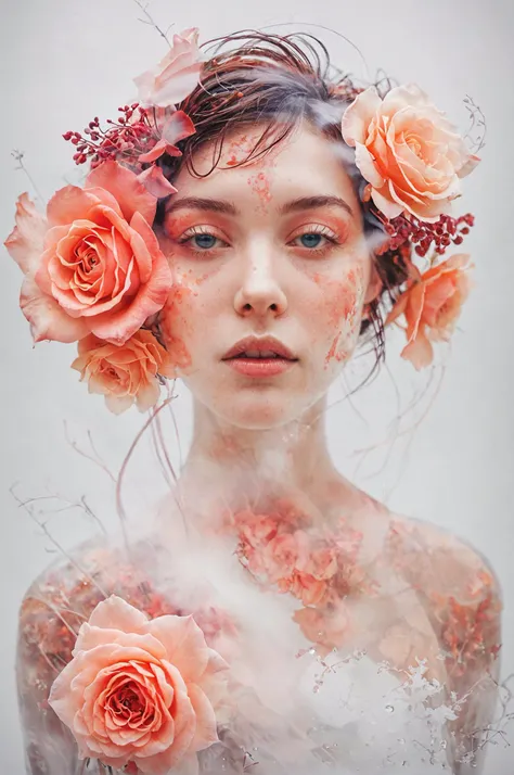 (Creative Self-Portraits by Reid Blackburn:1.2), award-winning photography, aesthetic and beauty,
astounding details, distinct foreground and background, f/22, newfangled, double exposure,
(fog, yin and yang atmosphere:0.1), (center composition, symmetry composition:0.1),
(rose and quinacridone coral colors:0.1) <lora:MJ52:0.65> <lora:Fine art photography style:0.3> Fine art photography style <lora:nurlens_SDXL_V0.1:0.3> NurLens