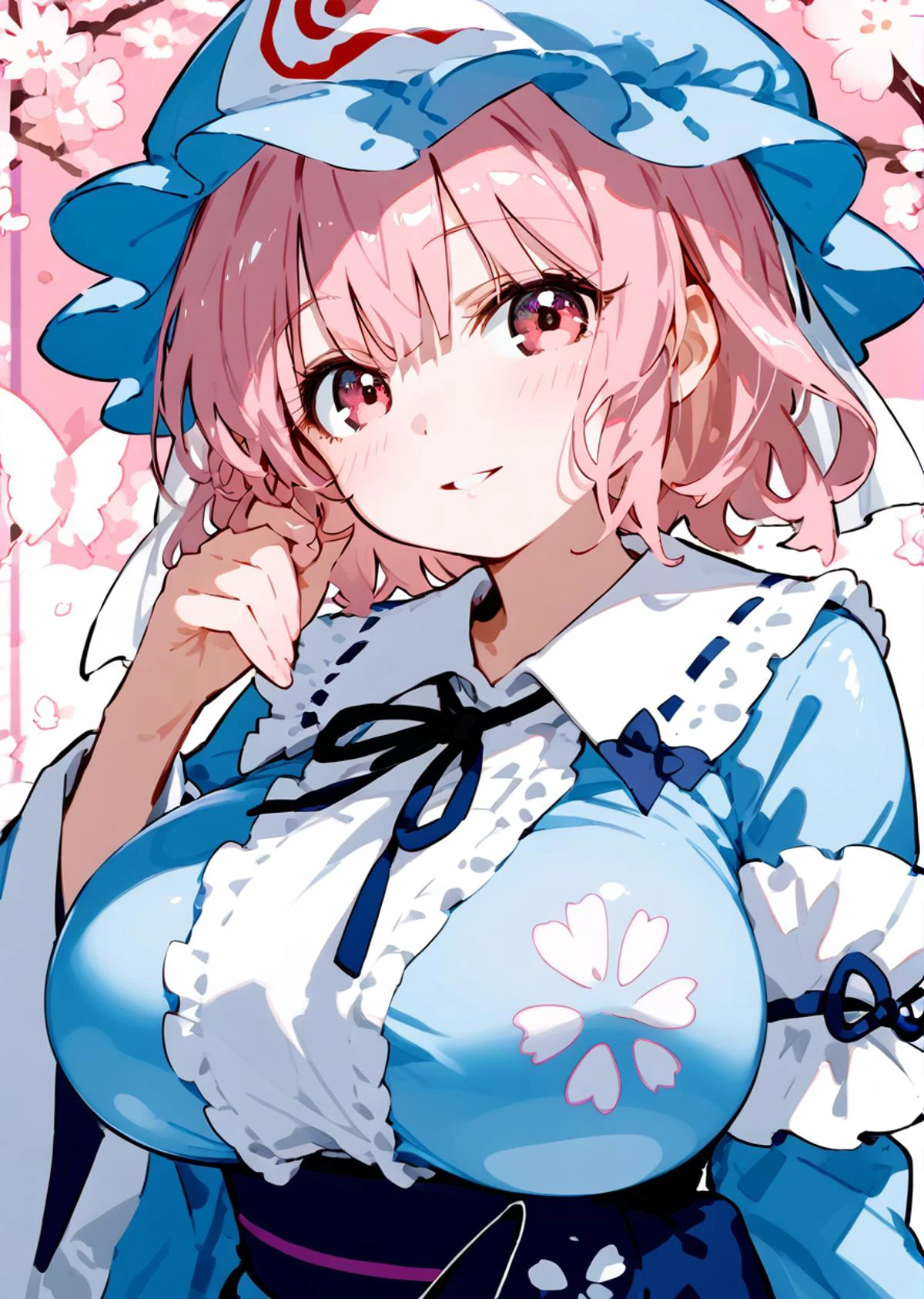 score 9, score 8 up, score 7 up, rating questionable,
detailed background,
<lora:yuyuko.pony:1>,
yuyuko,
large breasts, shiny skin,