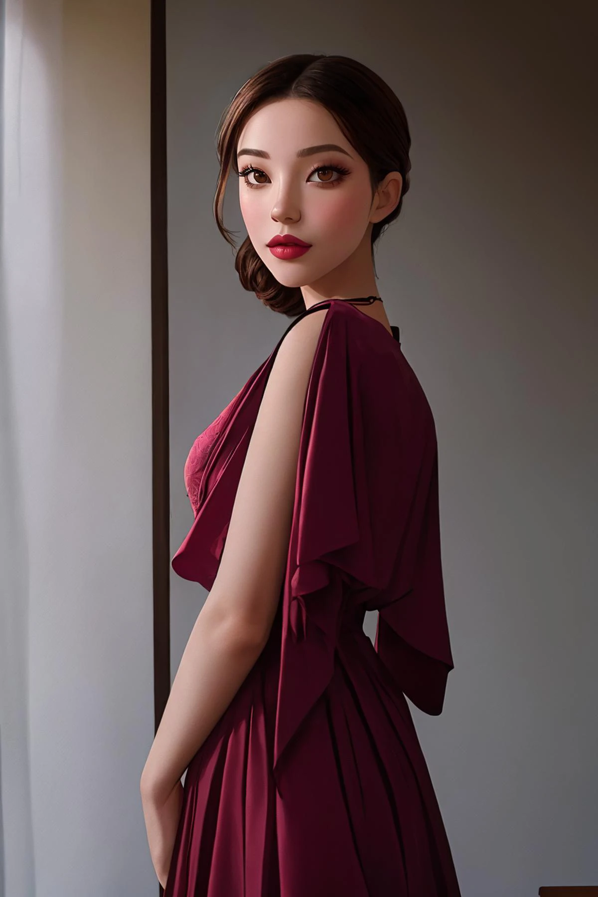 <lora:juliaAP1.0:0.7> julia, 1girl, makeup, dress
perfect anatomy, perfect proportions, fit, narrow waist, navel,
cinematic, eyeshadow, long eyelashes,
anatomical, good hands,
nsfw,
Japanese, Cambodian, Yakuza,
Tindar Light effect
detailed eyes, detailed face, (perfect pupils), perfect nipples,
beautiful composition, fantasy, mystical,
triadic lighting, vivid light, high contrast, dark shadows,
ethereal, colorful, detailed, <lora:weight_slider_v2:-0.3>, (masterpiece, best quality:1.2), extremely high detail
A breathtaking full body portrait of pure femininity, highlighting unparalleled beauty, captivating eyes, and skillful makeup with blush. The scene is adorned with intricate details, and the harmonious background creates a perfect balance., photorealistic, photograph, photo, dlsr, FujiFilm, extremely high detail