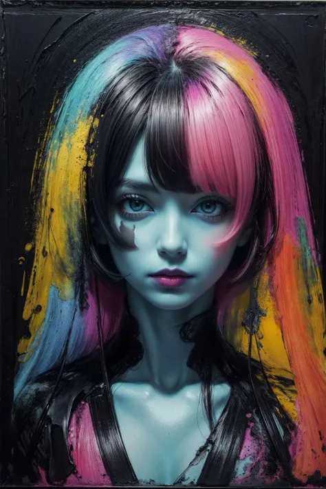 masterpiece, best quality, ultra high res, highly detailed, (style of Frank Bowling:1.4), (abstract expressionism art:1.4), [succubus| dark entity:10], hate, love, lust, eerie eyes, dark and bright theme, horror, visually stunning, beautiful, gorgeous, emotional, intricate, perferct shading, <lora:more_details:0.7>