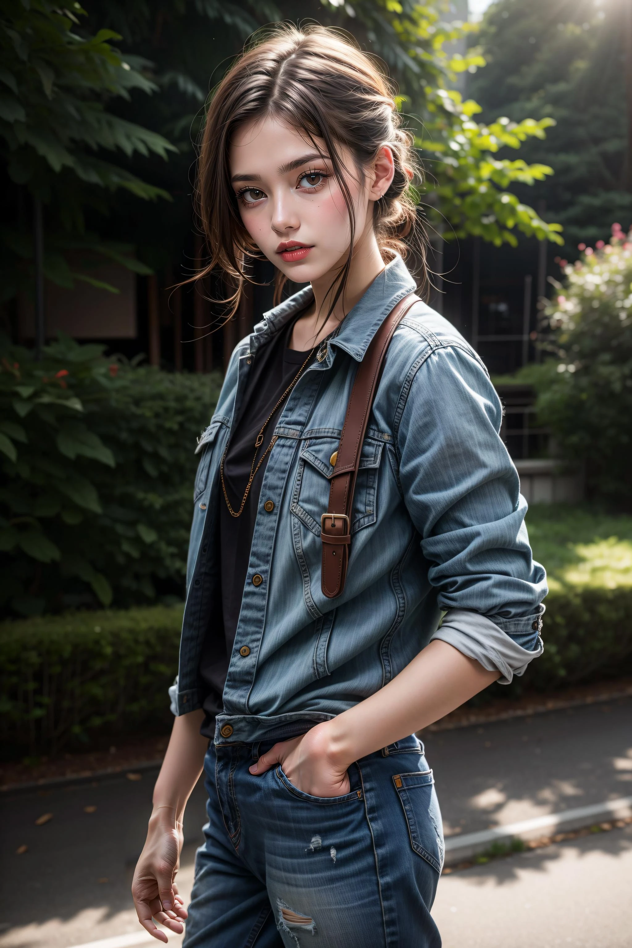 masterpiece, best quality, realistic, 8k, official art, cinematic light, ultra high res, best quality, masterpiece, ultra high res, cowboy shot, (photorealistic:1.4), fashion photography, shooting for h&m, raw photo, official art, 1girl, natural skin texture<lora:add_detail:1>