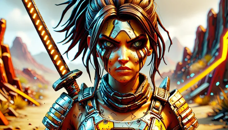 Borderlands, warrior woman wielding a katana