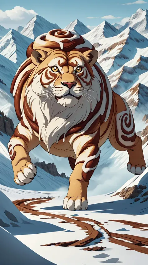<lora:CinnamonBunStyle:1.0>CinnamonBunStyle a Tibetan snow lion romping on a frosty mountaintop, (Masterpiece:1.3) (best quality:1.2) (high quality:1.1)