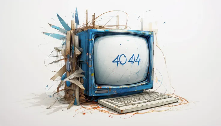 404, the page you are looking for doesn't exist, dead end, Entries should capture the essence of the dreaded 404 error. This means everything from a direct stylization of the term â404â to an artistic interpretation of the emptiness of the human soul are fair game. Comedy isnât a requirement, but itâs encouraged!, <lora:xk3mt1ks:0.8>, , in the style of xk3mt1ks over white background, <lora:Akane_image131_v1:0.8>, akane \(blue archive\),