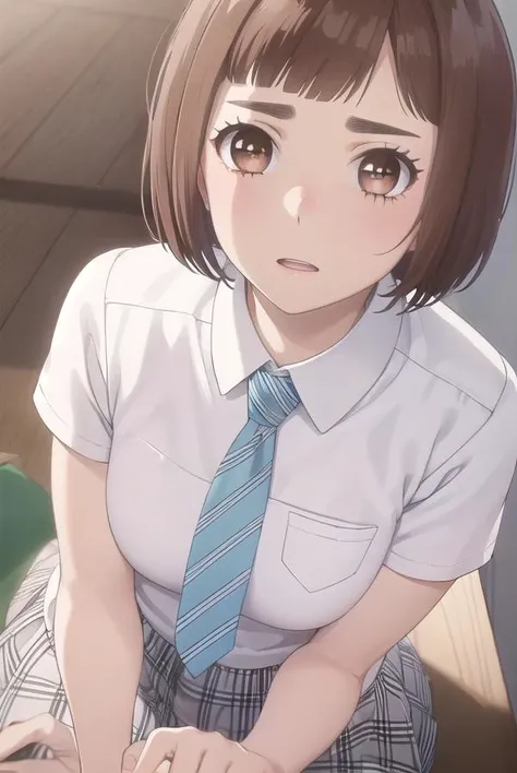 (((NSFW,1girl,1boy,fellatio))),realistic white lace panties, tomoe Koga, short hair, Brown Hair, blue eyes, Hair Clip,
break skirt, shirt, , white shirt, Short sleeve, Pleated skirt, tie, collared shirt, red tie, Sweater vest,
break indoors, classroom,
break looking at viewer, 
break , break masterpiece ,8k unity wallpaper,anime key visual,highest quality, High resolution, unity 8k wallpaper, (shape:0.8),anime coloring,highly detailed face, detailed eyes,growing eyes,shiny skin,fine skin,white skin,dense skin,detailed hair,highly detailed legs,perfect lighting, Detailed CG, (perfect hands, perfect anatomy),High resolution,(Detailed wear ),slender limbs, delicate curves, dainty hands,figure:0.8,