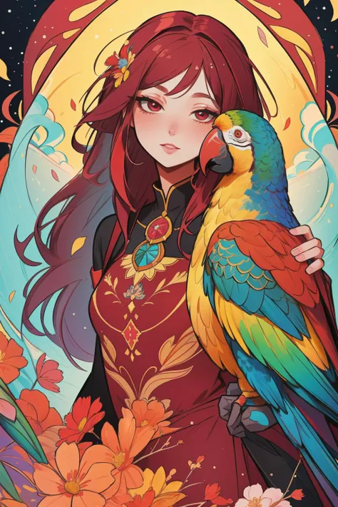 1girl, artistic Unity Engine, Neo-Fauvism, elegant, Studio shot of a ([head of a Parrot|Hagia Sophia]:1.3) with Plating [Conflux|Pride] armor, the Parrot is very Conversational and Trendy, warm background, Wispy flower field and Virgo constellation in background, Snowing, Wide view, (by Allyson Grey:1.1) , (Hashimoto GahÅ:0.8) , Overdetailed art, Fairy-Tale, Bloom light, macro lens, Warm Colors, under water, Maroon explosions, artstation, Pixabay