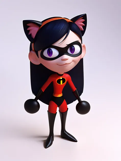 score_9, score_8_up, score_7_up, BREAK, 1girl, necoarc, cat ears,
violetparr, black hair, long hair, purple eyes, hairband, mask, purple eyes, bodysuit, gloves, thigh boots,
standing, chibi, slit pupils, solo, full body, white background <lora:necoarc-guy-PONY-v1:1.2> <lora:VioletParrXL:0.3:0.8>
