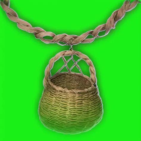 bg3 item icon, basket amulet, ((magic)), closed, light from inside, green background <lora:bg3_items-000010:0.7>