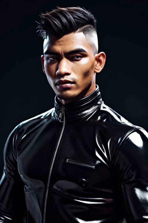 1man,Face of Pinoy, fade hairstyles, leather latex , 8K UHD, Handsome face,ChavAlpha