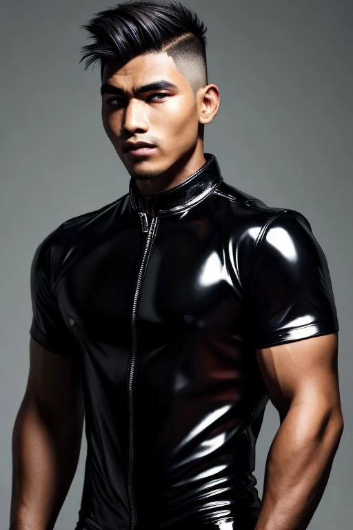 1man,Face of Pinoy, fade hairstyles, leather latex , 8K UHD, Handsome face,ChavAlpha