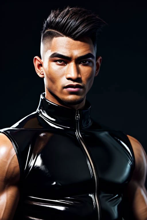 1man,Face of Pinoy, fade hairstyles, leather latex , 8K UHD, Handsome face,ChavAlpha
