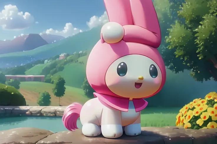 mymelody as a pony, by james gurney greg rutkowski photo by angelique boissiere art streiber, photorealistic, hyperdetailed, canon eos r 3, cinematic, filmic